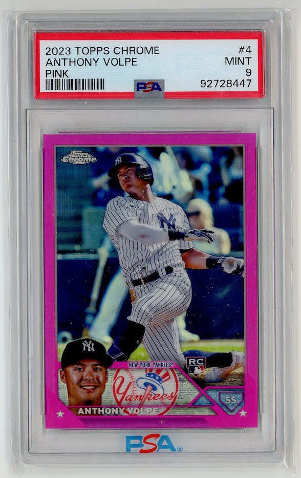 2023 Topps Chrome Anthony Volpe Pink Refractor RC #4 Yankees PSA 9 MINT