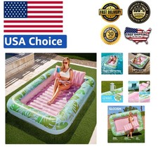 Extra Large Inflatable Tanning Pool Lounger Float - 85" x 57" - Cyan Pink