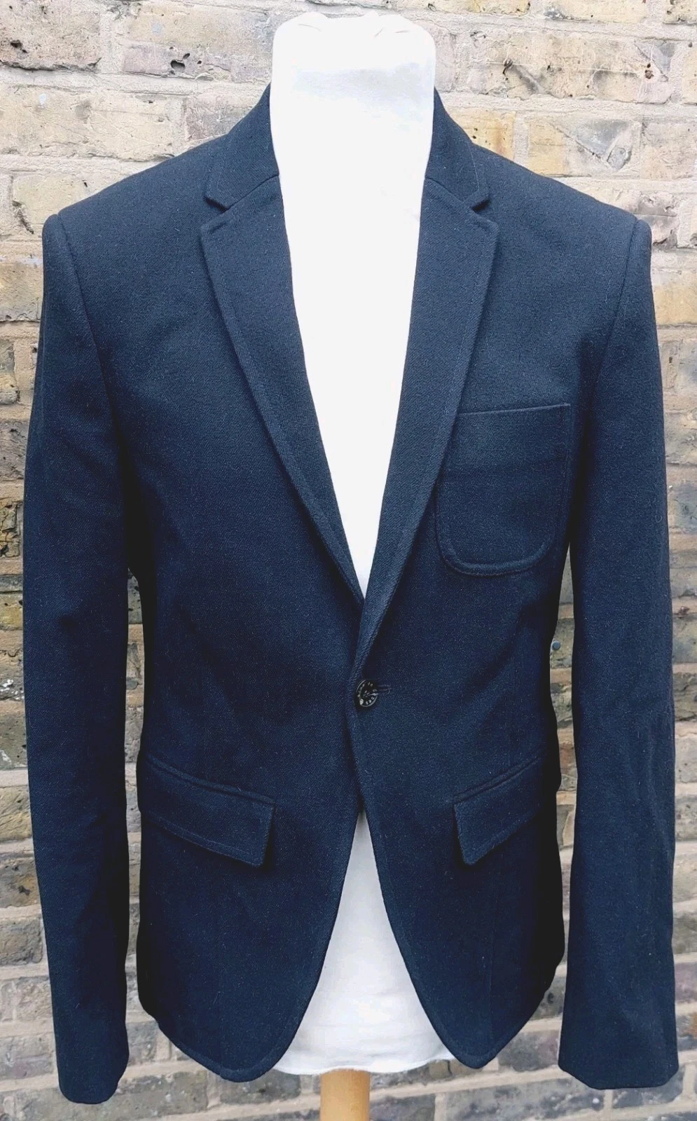 Blue De Génes Black Wool/Cotton Blend "Vita Nani" One Button Blazer UK 40 NEW
