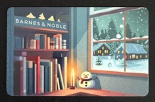 Barnes & Noble Holiday Gift Card Bookshelf Snowy Window Collectible $0 No Value