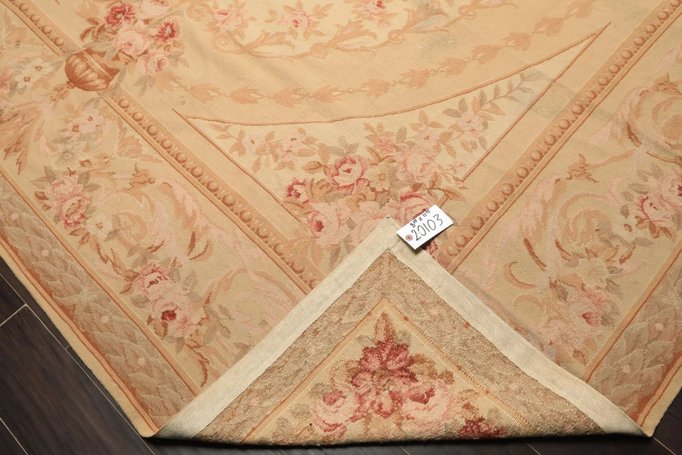 Alfombra medallón clásica de lana tejida a mano Asmara 8'10''x11'10'' punta de aguja francesa Foto 4 de 4