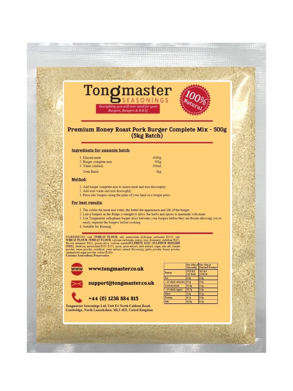 Premium Honey Roast Burger Complete Mix - 500g