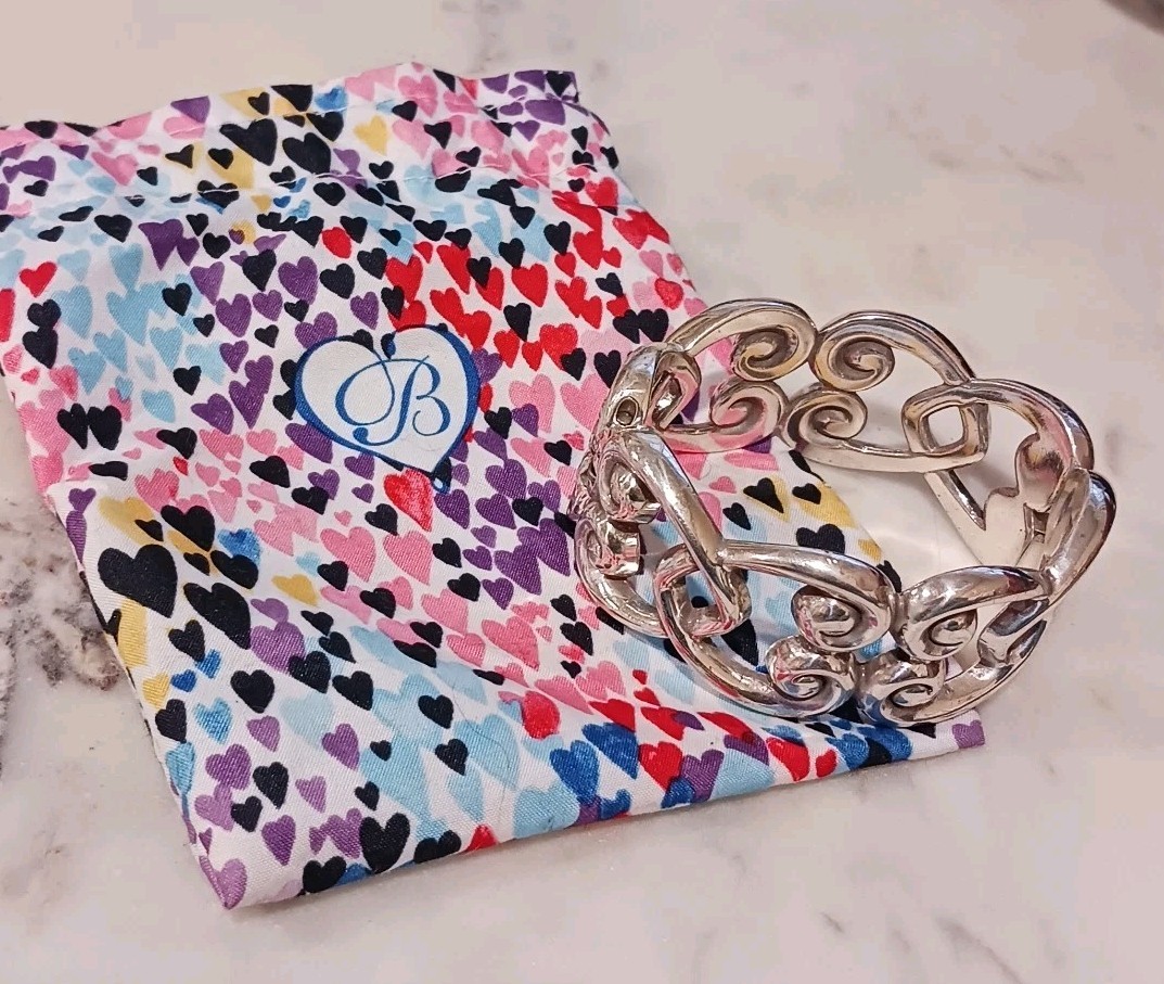 Brighton Openwork Linked Heart Scroll Hinge Bangl… - image 1