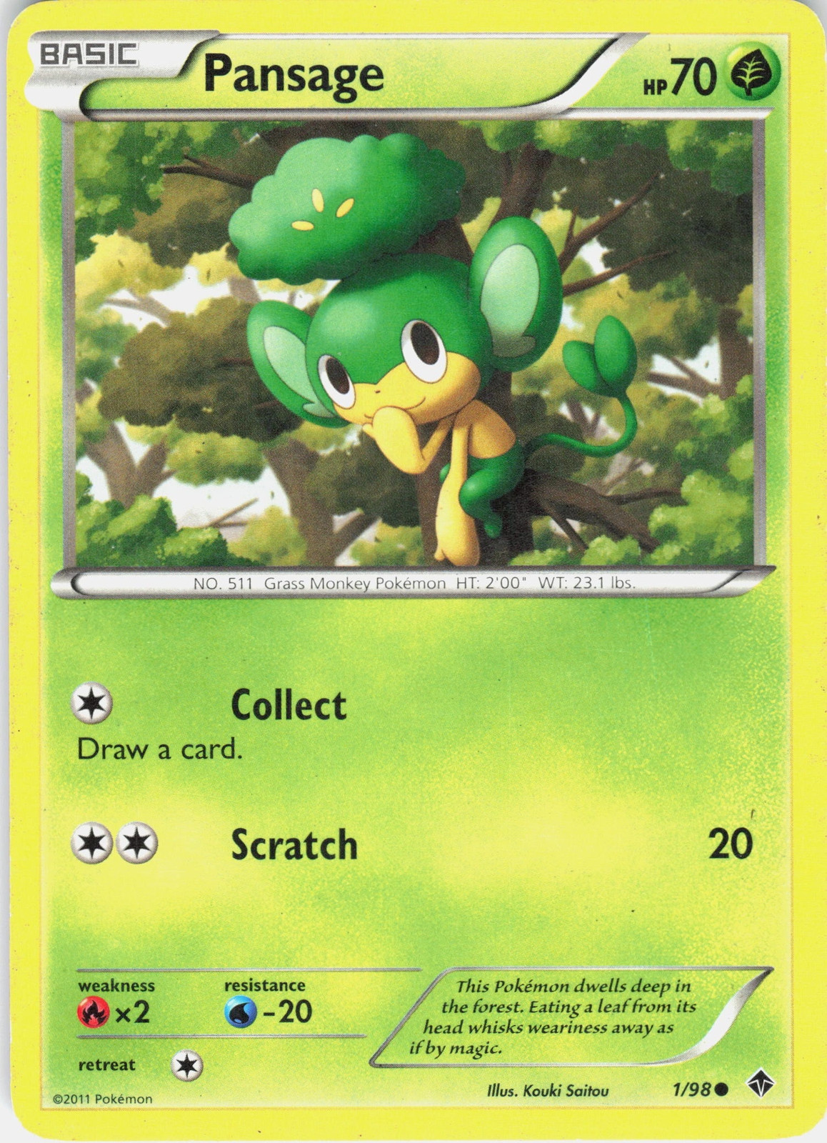 Pansage 1/98 Emerging Powers Common MP Pokemon TCG