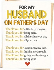 Funny Fathers Day Card for Husband Romantic Gift from Wife Happy Fathers Day