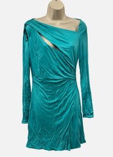 Versace Women's Blue One-Shoulder Slash Cutout Mini Dress Size 42