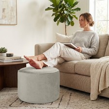 Velvet Pouffe | Pre-Filled Pouffe | 54(W) x 34(H) cm | Portable Footstool