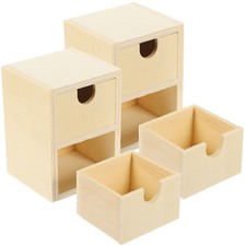  2 Pcs Unfinished Wood Drawer Set Small Drawers for Desk Kids DIY Childrens
