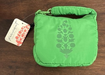 Free People Micro Buti Pouch Purse Kelly Green Interior Pocket 5.5 x1.25 x4.5 