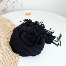 Mens Linen Cotton Soft Winter Warm Scarf Crochet Hollow Bandana Neckerchief Wrap