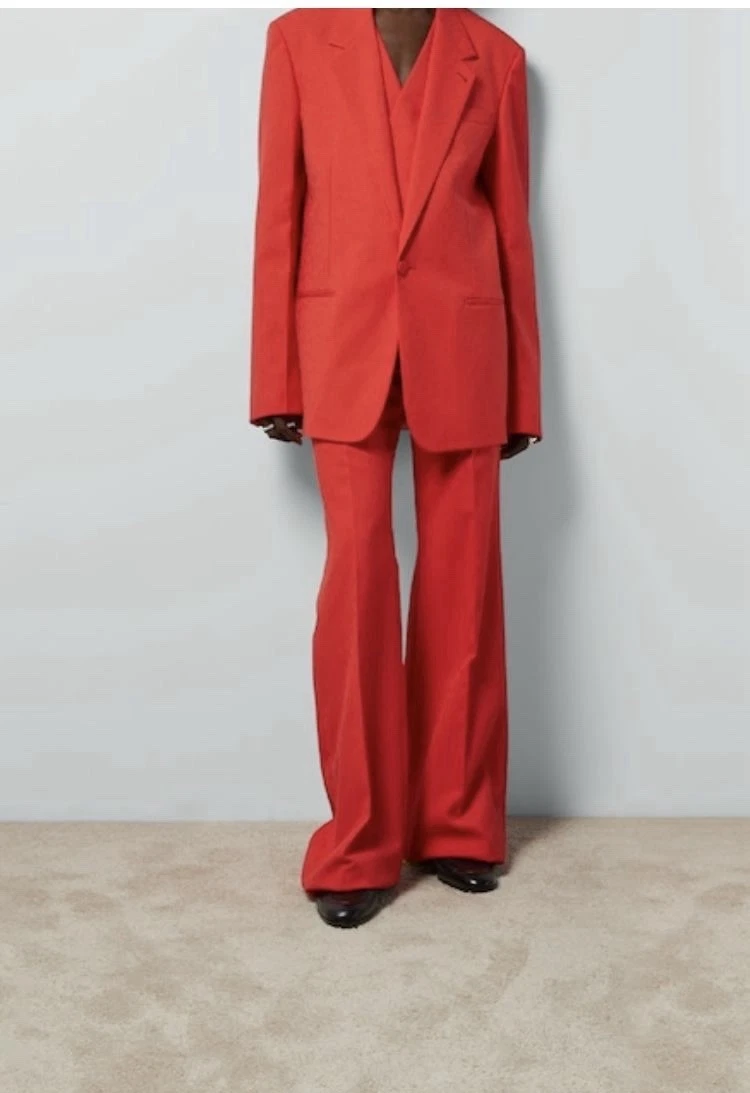 Tuta Gucci Horsebit Poppy Red Poli Jacquard taglia 50L pantaloni svasati taglia 50L nuova con etichette