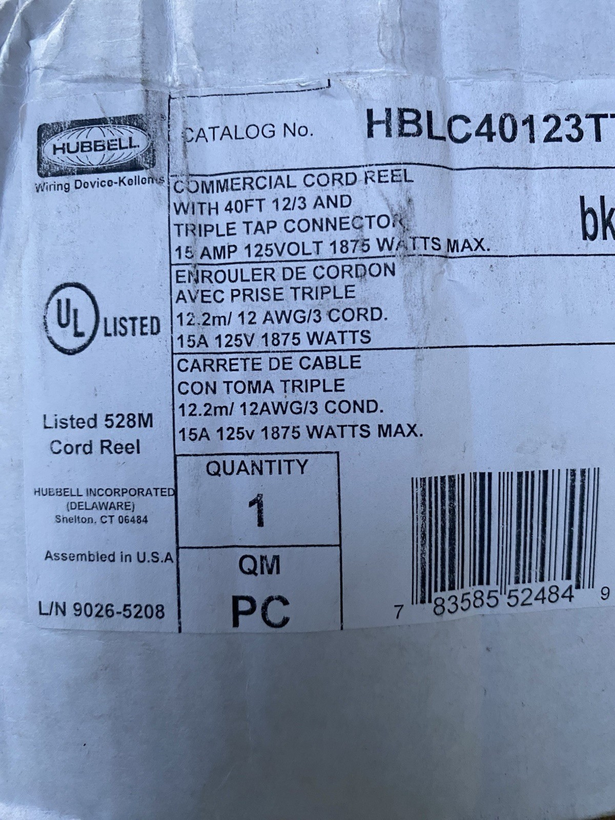 Hubbell Cord Reel HBLC40123T