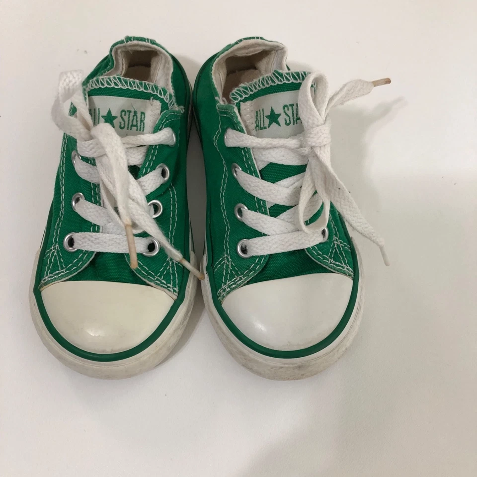 Zapatilla deportiva Converse All Star bebé niño pequeño caña baja infantil color verde talla 8 con cordones Foto 2 de 4