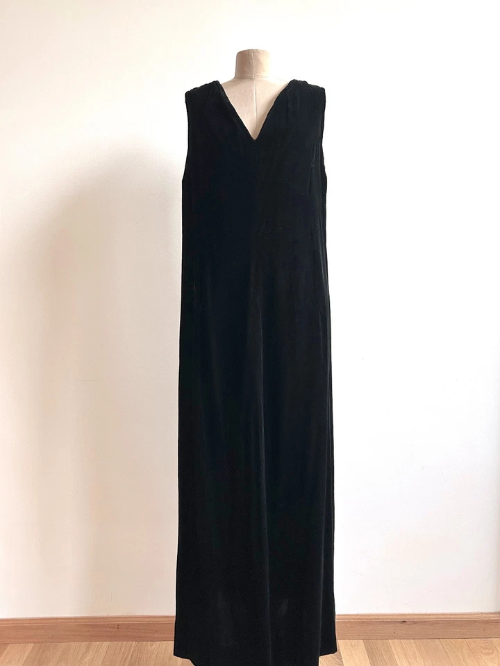 VTG 1960s Velvet Maxi Gown Goddess Holiday Dress Black Velvet L XL Palm Royale - Image 4 of 4