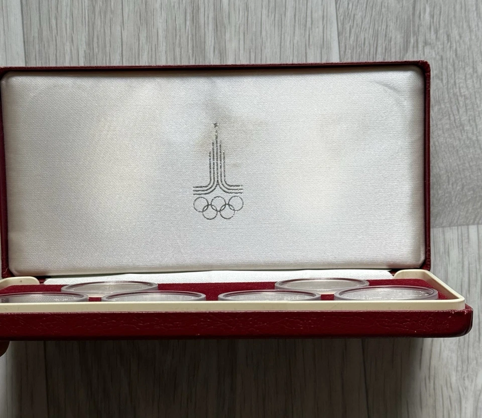 UdSSR 1 Rubel Olympia Moskau 1980 Münzsatz 6 Münzen im Etui PROOF Top Zustand - Bild 3 von 4