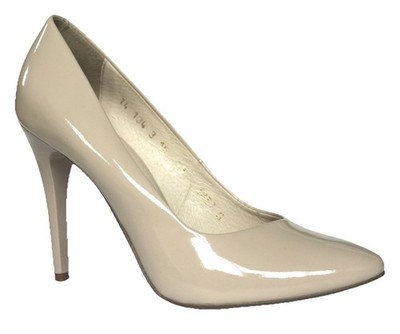Bioeco by Arka Damen Frauen Beige Lackleder 4'' High Heel Pumps Schuhe 