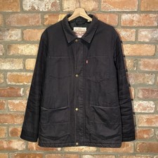 Levis’s Quilted Chore Jacket Black Utility Cargo Work Coat Size L
