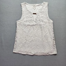 Naif Small White Floral Lace Tank Romantic Whimsical Fairy Boho Y2K