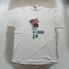 Vintage Geico Direct Gecko American Flag Military T-Shirt White Large Mens