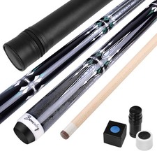 Pool Cue Kit - Stained Maple 58 Inch Pool Stick with Hard Case and Accessorie...