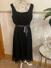 Simply Vera Vera Wang Black Chiffon Pleat Party Dress & Belt Sz 10 LBD