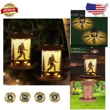 Bigfoot Bird Feeder 2 Pack Solar Lanterns Outdoor Waterproof Metal Yard Decor