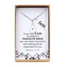 Charms Faith Mustard Seed Jewely Teardrop Pendant Necklace Religious Inspiration