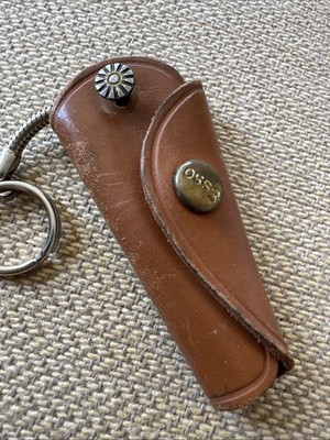 Vintage Keychain Advertising Esso Rare Old Leather