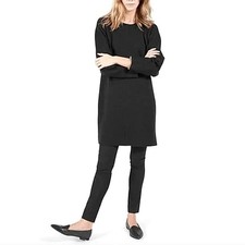 Everlane Black Cotton Mini Dress Size‎ XS Long 3/4 Sleeve Scuba Stretch Knit