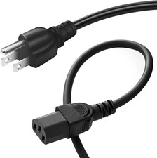 Universal PC Power Cord 5Ft, 3 Prong AC Charger Cable Plug Power Supply with ...
