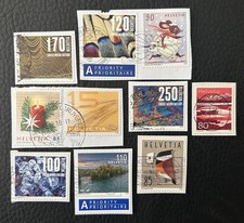 Lot de 10 timbres de Suisse années diverses - Sur Fragment - Briefmarken M124