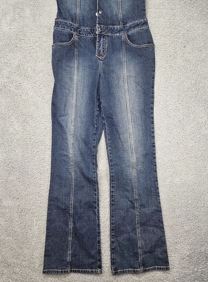 Guess Sexy Mono Denim L Elástico Mono Retro Y2K Pierna Acampanada Manga 3/4 Nuevo con Etiquetas Foto 3 de 4