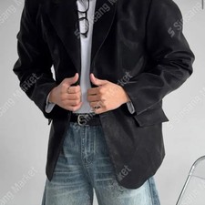 New Leather Pin-Tuck Blazer Men's Jacket