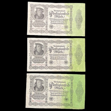 3x 1922 Germany 50000 Mark Banknote Great War WW1 WWI Relic Militaria Cash