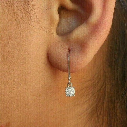1.75 Ct Round Cut Moissanite Dangle & Drop Earrings 14k White Gold Plated - Picture 2 of 6