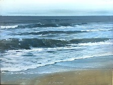 AGOSTINO CANCOGNI - Mareggiata - Olio su Tavola cm 30x40 - Marina