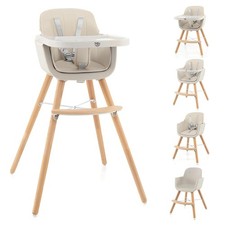 Convertible Baby High Chair, 3 in 1 Wooden Highchair/Booster/Chair with