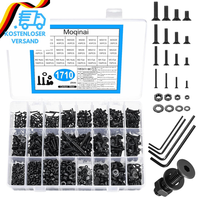 1710 Stk M2 M3 M4 M5 Schrauben Set, Senkkopfschrauben Set Schwarz, Flachkopfschr