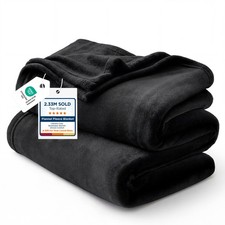 Bedsure GentleSoft Fleece Throw Blanket for Couch Black - Lightweight Plush Fuzz