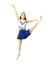 Cheerleader Blue White Uniform Posing Christmas Ornament 5" LONG RESIN