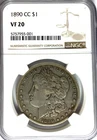 1890 CC $1 Morgan Silver One Dollar VF20 NGC Carson City