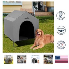 Spacious 42  Elevated Dog House with PVC Canopy - Perfect for Large Breeds
