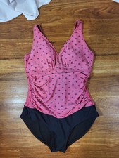 Black Sand Pink  Black Ruched 1 Piece Bathingsuit Size 16