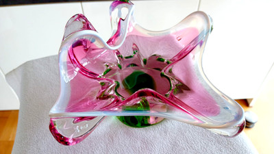 Schwere Glas Schale - CHRIBSKA by Josef Hospodka - Breite 24 cm - 1,5 kg