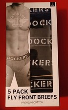  5 Pack  Dockers Fly Front Briefs Premium Cotton Size: Large Color : Black HTF 