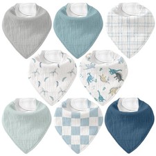 Muslin Baby Bibs Bandana Drool Cotton Soft Absorbent Girls Boys Set 8 Pack BC