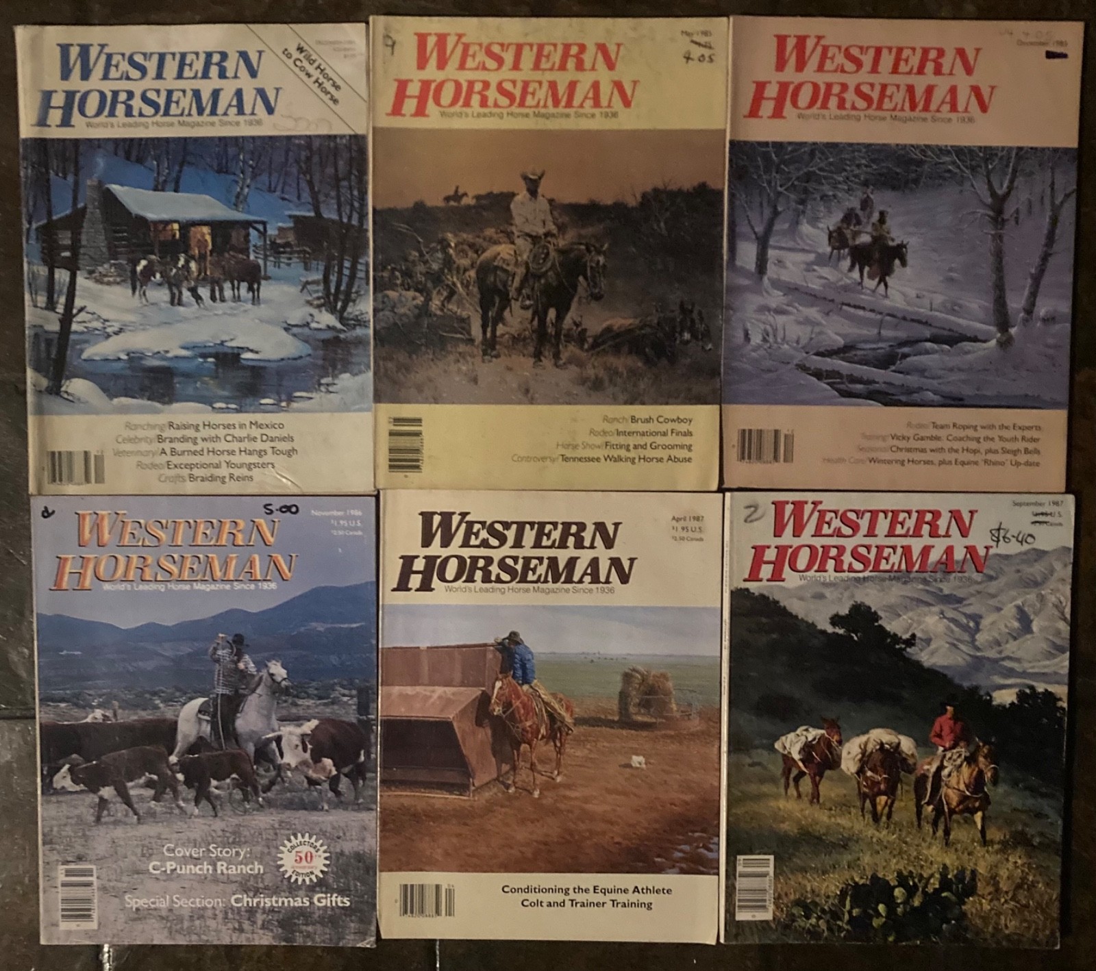 Western Horseman Vintage Magazines 80's Bundle x 6 84(1), 86, 85(2), 86, 87(2)