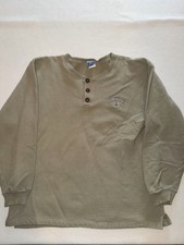 Vintage 90s Champion Henley Sweatshirt Medium Sage Green Made in USA Embroidered