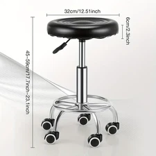 Adjustable Height Hydraulic Drum Stool Seat Saddle Drum Throne w/ Backrest Black