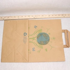 (250-Pk) GCC Paper Shopping Bag Thank You World Brown 12"x7"x17"